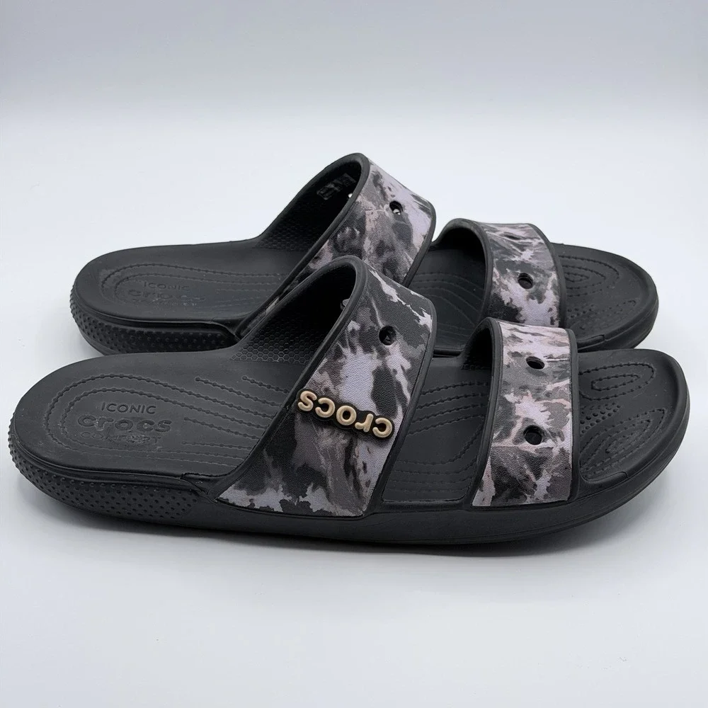 Crocs Classic Sandal Bleach Tie Dye Black Pink Men Size 11 Slides Shoes 207310